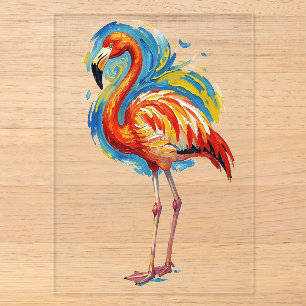 Invitations En Acrylique Art de flamant rose abstrait aux coups de pinceau