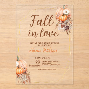 Invitations En Acrylique Automne Amour Réception de Mariage Herbe de Pampas