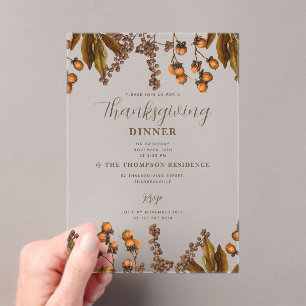 Invitations En Acrylique Automne Automne Aquarelle Feuillage Thanksgiving D