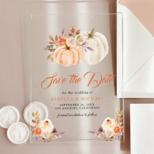 Invitations En Acrylique Automne Earthy Floral Citrouille mariage Enregistr