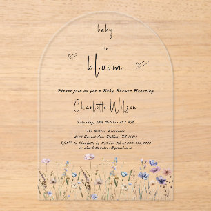 Invitations En Acrylique Baby In Bloom Baby-Shower Fleur Sauvage