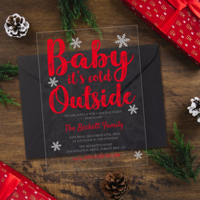 Invitations En Acrylique Baby It's Cold Outside | Fête de Noël festive (Créateur téléchargé)