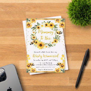 Invitations En Acrylique Baby Shower aquarelle été abeille et tournesols