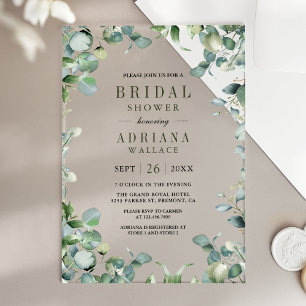 Invitations En Acrylique Baby Shower au Eucalyptus