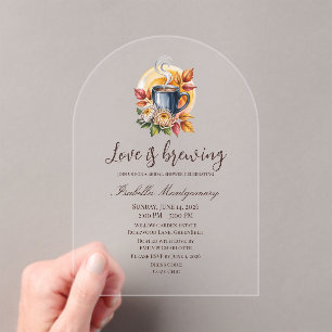Invitations En Acrylique Baby Shower Automnal sur le Café