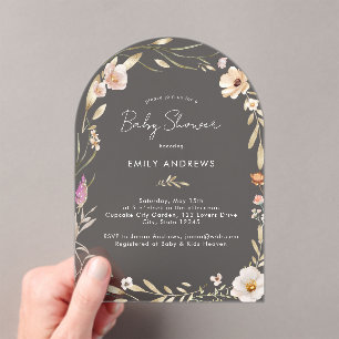 Invitations En Acrylique Baby-Shower Bohème Fleurie 