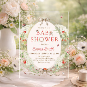 Invitations En Acrylique Baby Shower Caprice Coccinelle Fraise