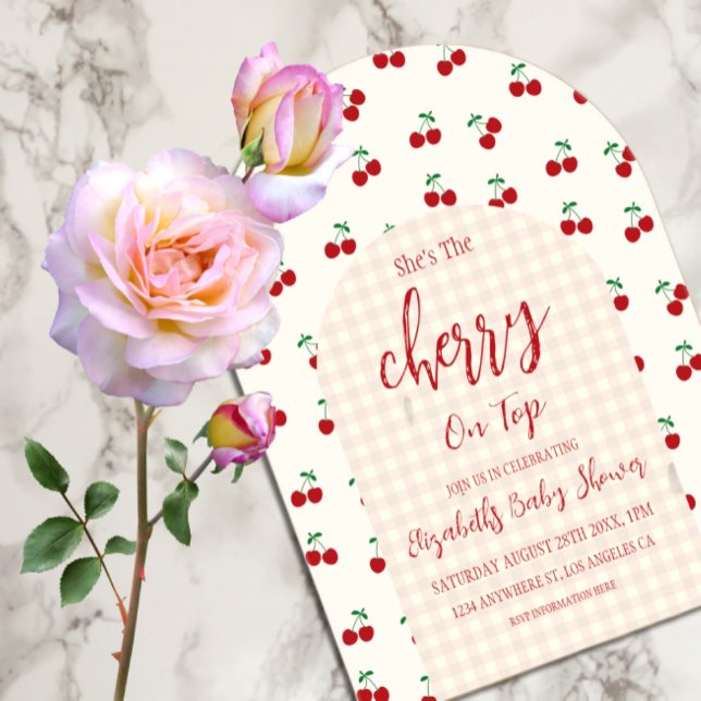 Invitations En Acrylique Baby shower cerises (Créateur téléchargé)