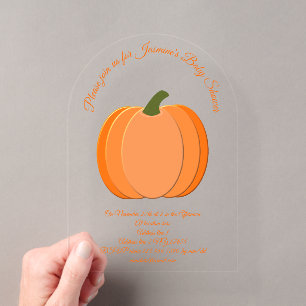 Invitations En Acrylique Baby shower Citrouille neutre genre mignon Orange