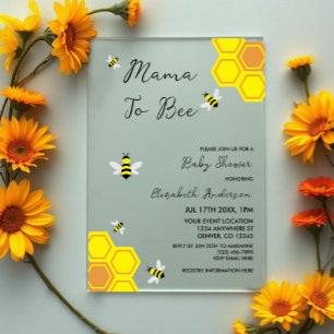 Invitations En Acrylique Baby shower d'abeilles