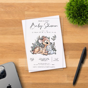 Invitations En Acrylique Baby shower d'aquarelle Bambi Woodland