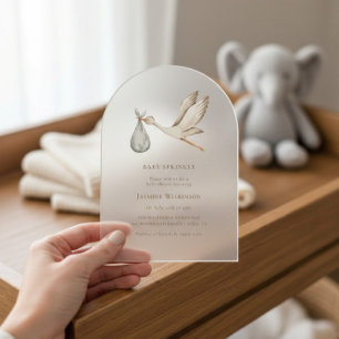 Invitations En Acrylique Baby shower d'aquarelle minimal pour bébé