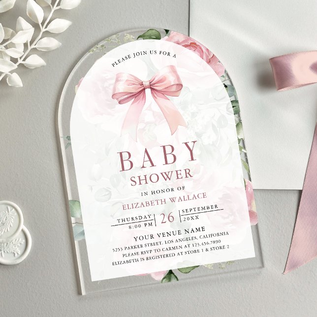 Invitations En Acrylique Baby shower d'arche à arc rose pâle (Créateur téléchargé)