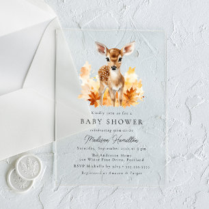 Invitations En Acrylique Baby shower d'automne de cerfs de bois mignon