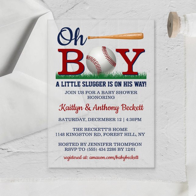 Invitations En Acrylique Baby shower de baseball Boys (Créateur téléchargé)