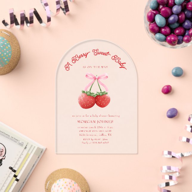 Invitations En Acrylique Baby shower de coquette rose pâle Berry (Insitu (Célébration))