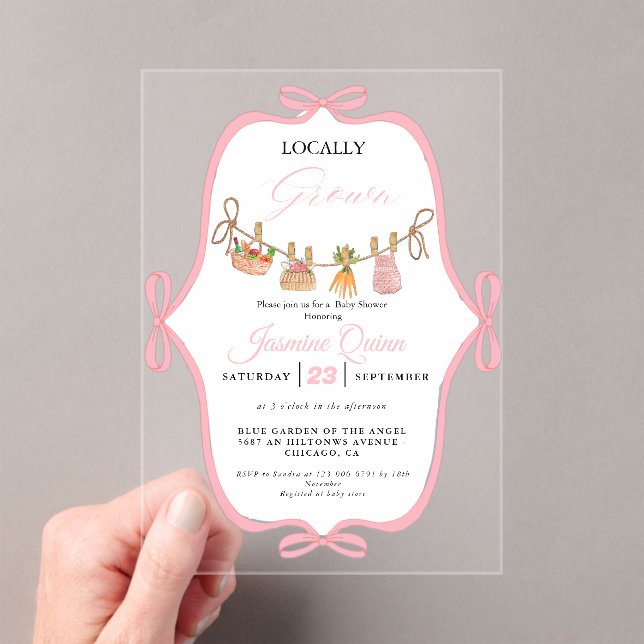 Invitations En Acrylique Baby shower de fille local saupoudrer bébé (In situ (ordinateur de poche))