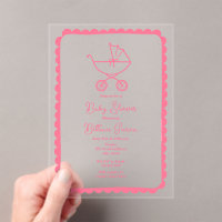 Baby shower de fille rose à la main de la poussett