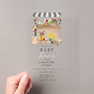 Invitations En Acrylique Baby shower de Flower Market de Watercolor