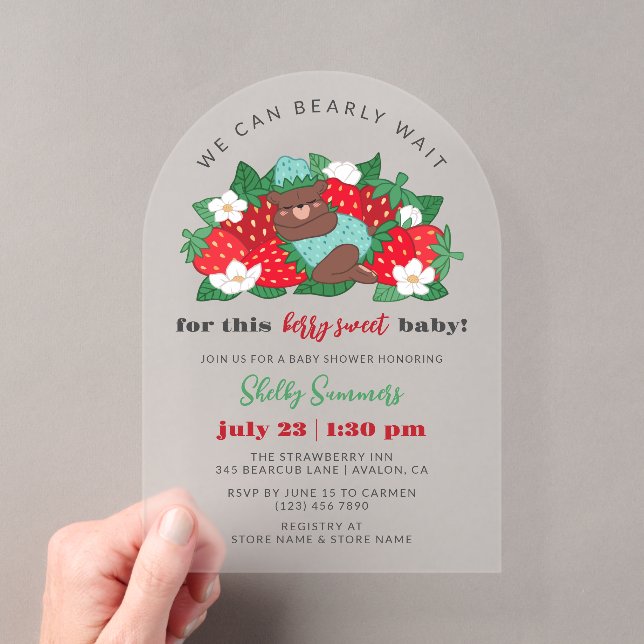 Invitations En Acrylique Baby shower de fraise Bébé Bleu Berry Sweet Boy (In situ (ordinateur de poche))