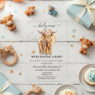 Invitations En Acrylique Baby shower du veau de Holy Cow Highland