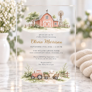 Invitations En Acrylique Baby Shower Ferme de la Basse-Cour
