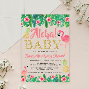 Invitations En Acrylique Baby Shower Filles Luau de Plage Été Tropical