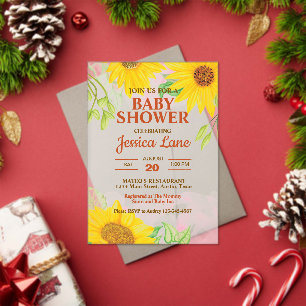 Invitations En Acrylique Baby Shower Fleur de Tournesol Joli