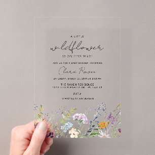 Invitations En Acrylique Baby-Shower Fleur Sauvage