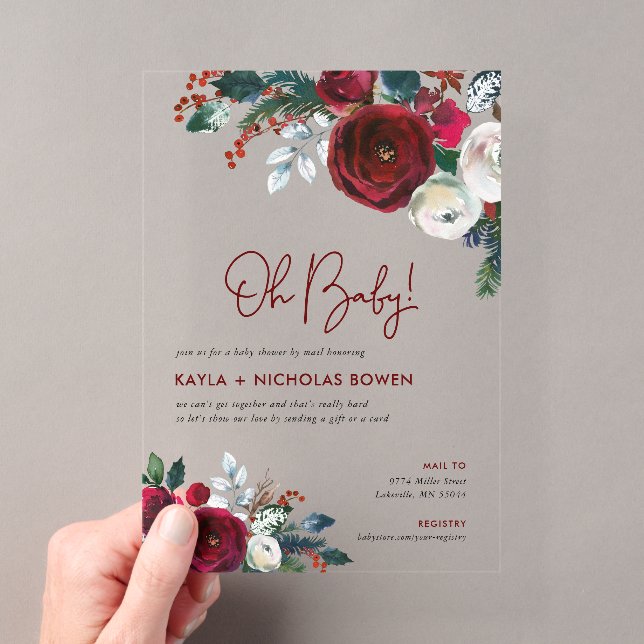 Invitations En Acrylique Baby shower floral de vacances par courrier (In situ (ordinateur de poche))