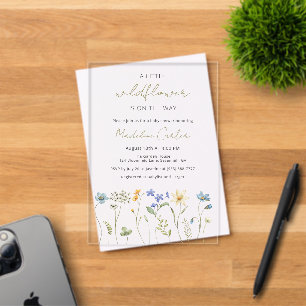 Invitations En Acrylique Baby shower floral Little Fleur sauvage Spring