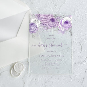 Invitations En Acrylique Baby-Shower Lavande Enchantée