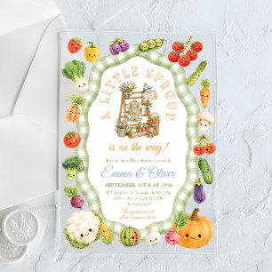 Invitations En Acrylique Baby Shower Little Sprout Boy