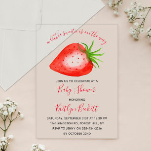 Invitations En Acrylique Baby Shower Little Sweetie Strawberry