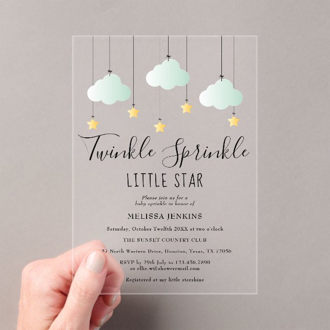 Invitations En Acrylique Baby shower Neutre Little Star Twinkle Sprinkle (In situ (ordinateur de poche))