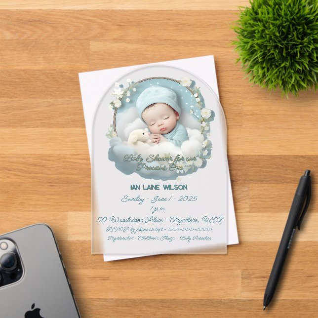 Invitations En Acrylique Baby shower pour Baby Boy Precious (Insitu (Carte d'invitation))