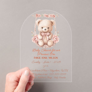 Invitations En Acrylique Baby shower pour fille précoce