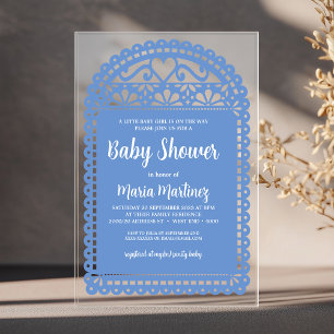Invitations En Acrylique Baby shower rose inspiré par Papel Picado