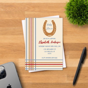 Invitations En Acrylique Baby shower rustique Western Horseshoe