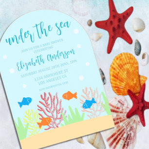 Invitations En Acrylique Baby shower Sea Life