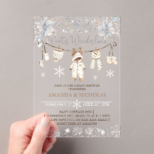 Invitations En Acrylique Baby shower Vêtements pour bébés d'hiver