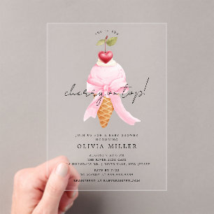 Invitations En Acrylique Baby shower Whimsical Cherry