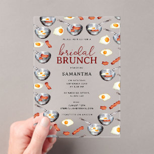 Invitations En Acrylique Bacon & Oeufs Petit déjeuner Brunch Fête des marié