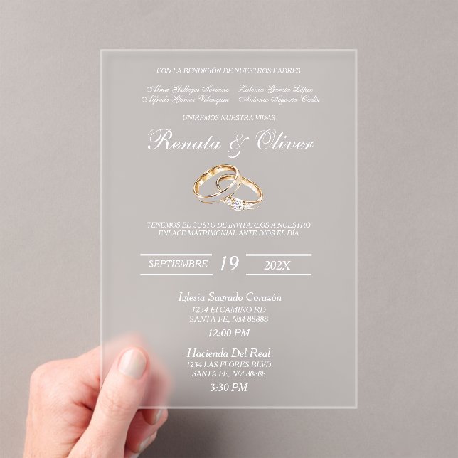 Invitations En Acrylique bague diamant mariage acrylique (In situ (ordinateur de poche))