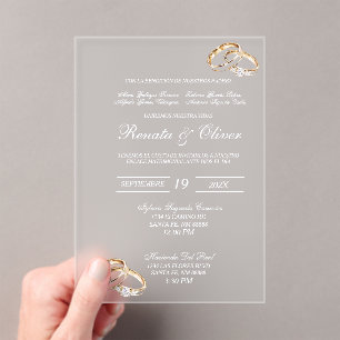 Invitations En Acrylique bague diamant mariage acrylique