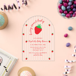 Invitations En Acrylique Baigneuse de bébé aux fraises d'une douceur infini