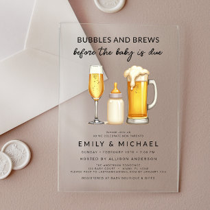 Invitations En Acrylique Bain de bulles et de bières pour les futurs parent