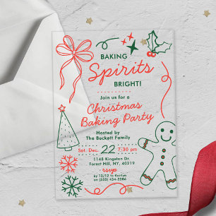 Invitations En Acrylique Baking Spirits Bright   Fête d'échange de biscuits