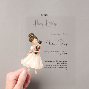 Invitations En Acrylique Bal de Noël Ballerine luxe