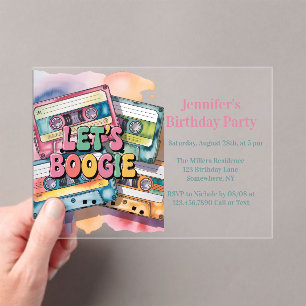 Invitations En Acrylique Bande Cassette Rétro Faisons la Boogie Fête d'Anni